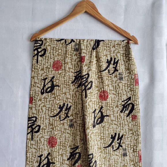 Vintage Silk Wrap Scarf Oriental Asian Style Soft Smooth Black Cream Red Pockets - Picture 9 of 11